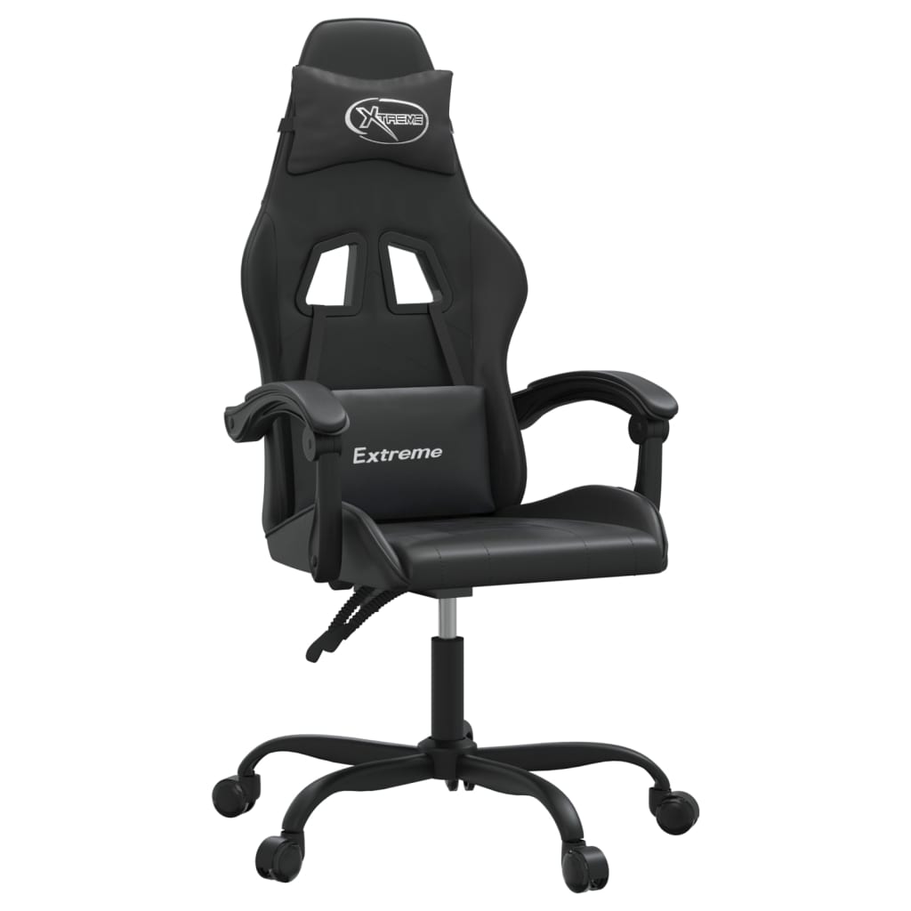 vidaXL Obrotowy fotel gamingowy, czarno, sztuczna skóra