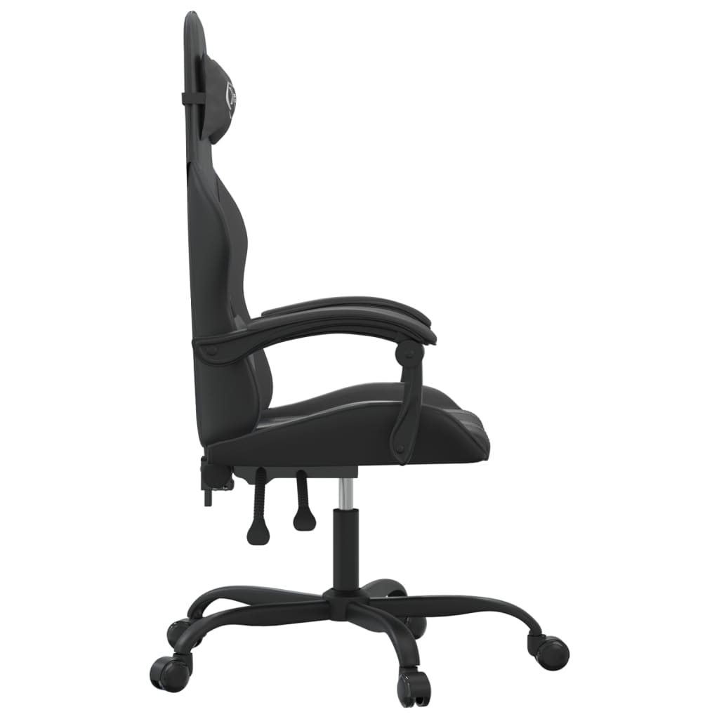 vidaXL Obrotowy fotel gamingowy, czarno, sztuczna skóra