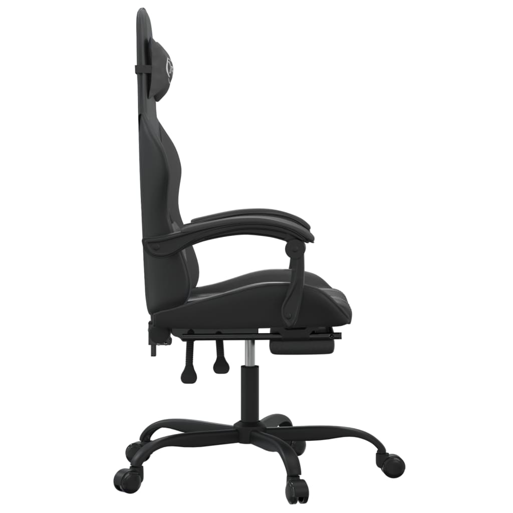 vidaXL Obrotowy fotel gamingowy z podnóżkiem, czarny, sztuczna skóra