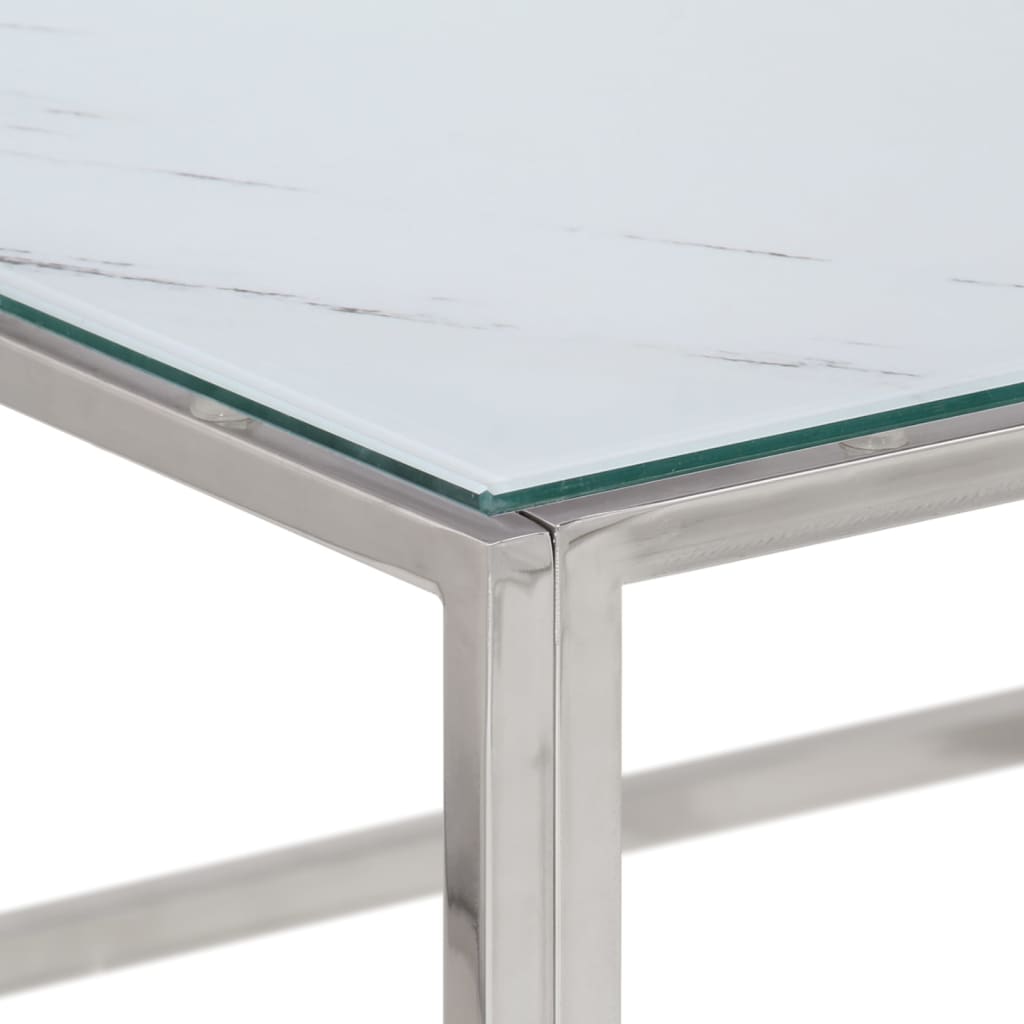 vidaXL Stolik kawowy, srebrny, stal nierdzewna i szkło hartowane