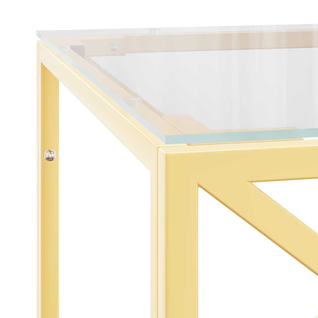 vidaXL Stolik kawowy, 110x45x45 cm, stal nierdzewna i szkło