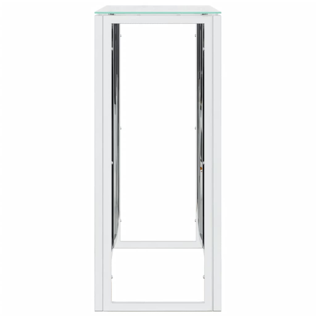 vidaXL Stolik konsolowy, 110x30x70 cm, stal nierdzewna i szkło