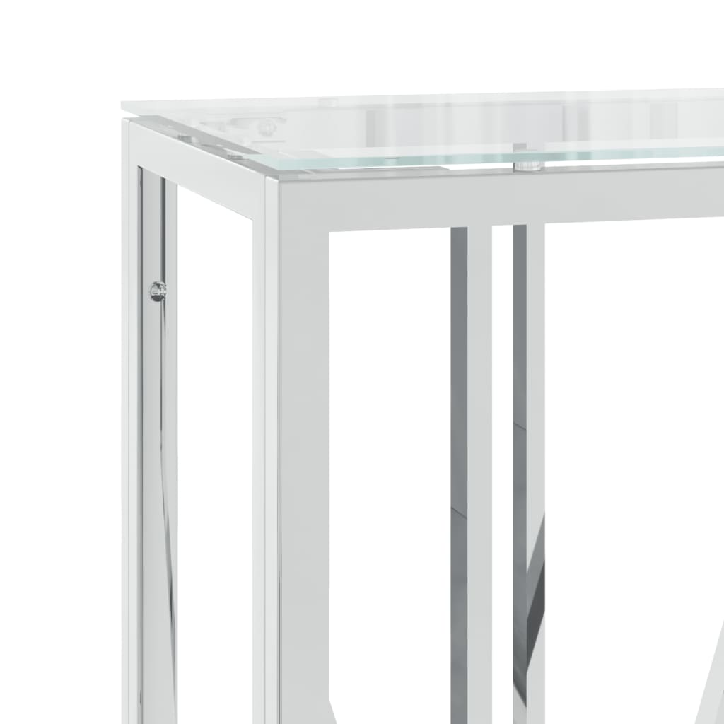 vidaXL Stolik konsolowy, 110x30x70 cm, stal nierdzewna i szkło