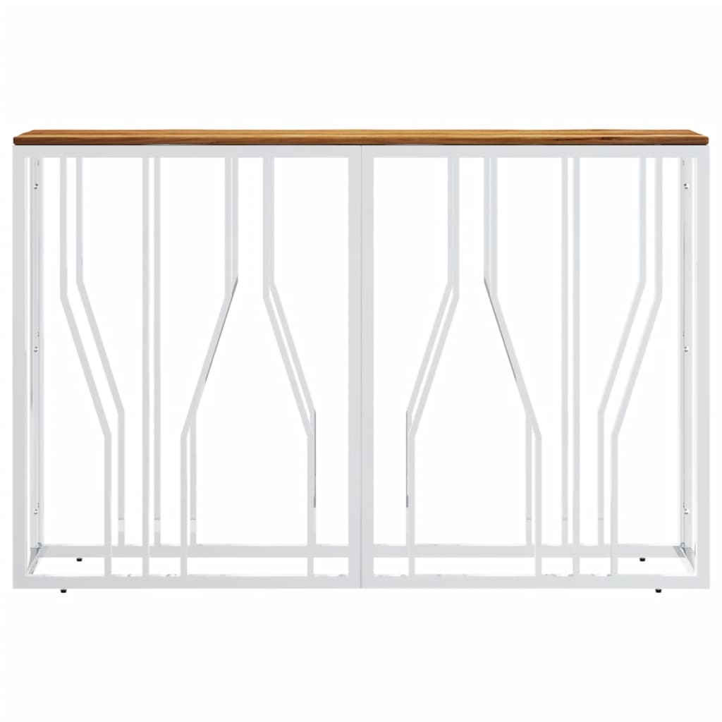 vidaXL Stolik konsolowy, srebrny, stal nierdzewna i drewno akacjowe