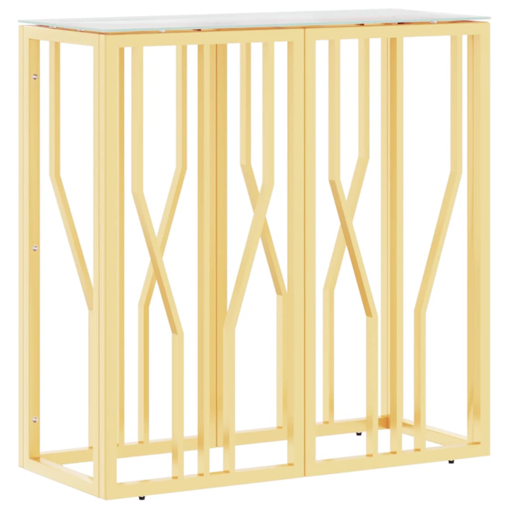 vidaXL Stolik konsolowy, złoty, 70x30x70 cm, stal nierdzewna i szkło