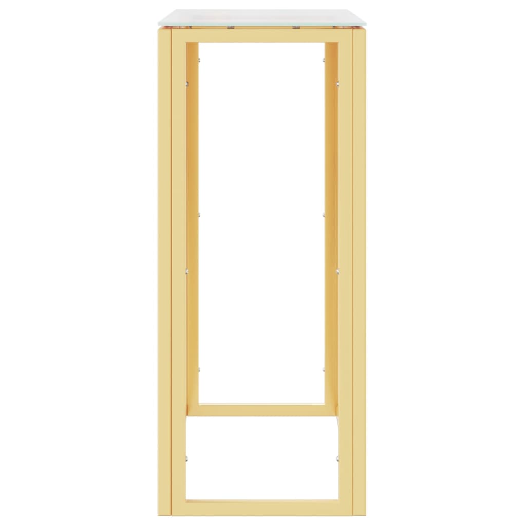 vidaXL Stolik konsolowy, złoty, 70x30x70 cm, stal nierdzewna i szkło