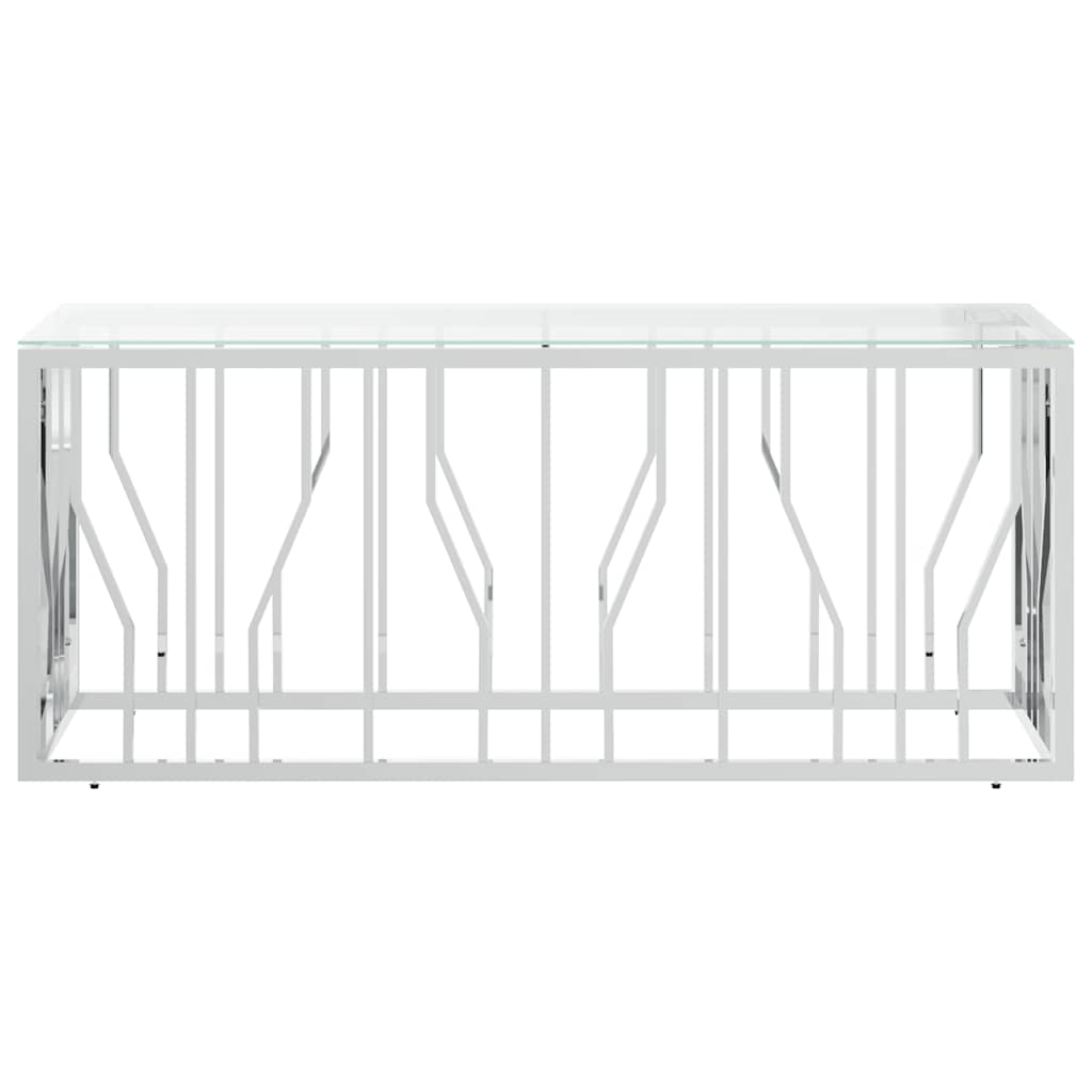 vidaXL Stolik kawowy, 110x45x45 cm, stal nierdzewna i szkło
