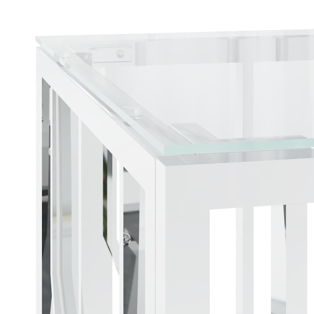 vidaXL Stolik kawowy, 110x45x45 cm, stal nierdzewna i szkło