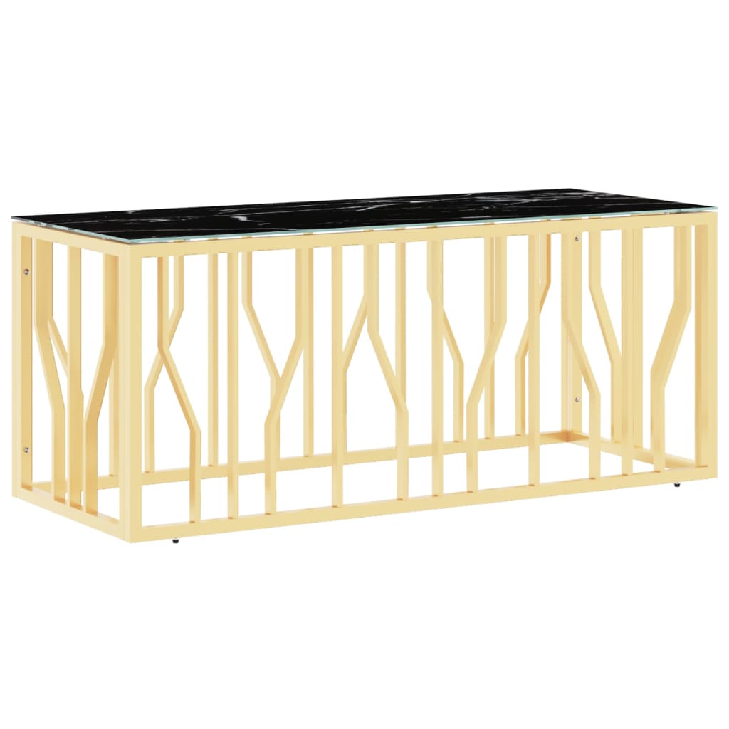 vidaXL Stolik kawowy, złoty, 110x45x45 cm, stal nierdzewna i szkło