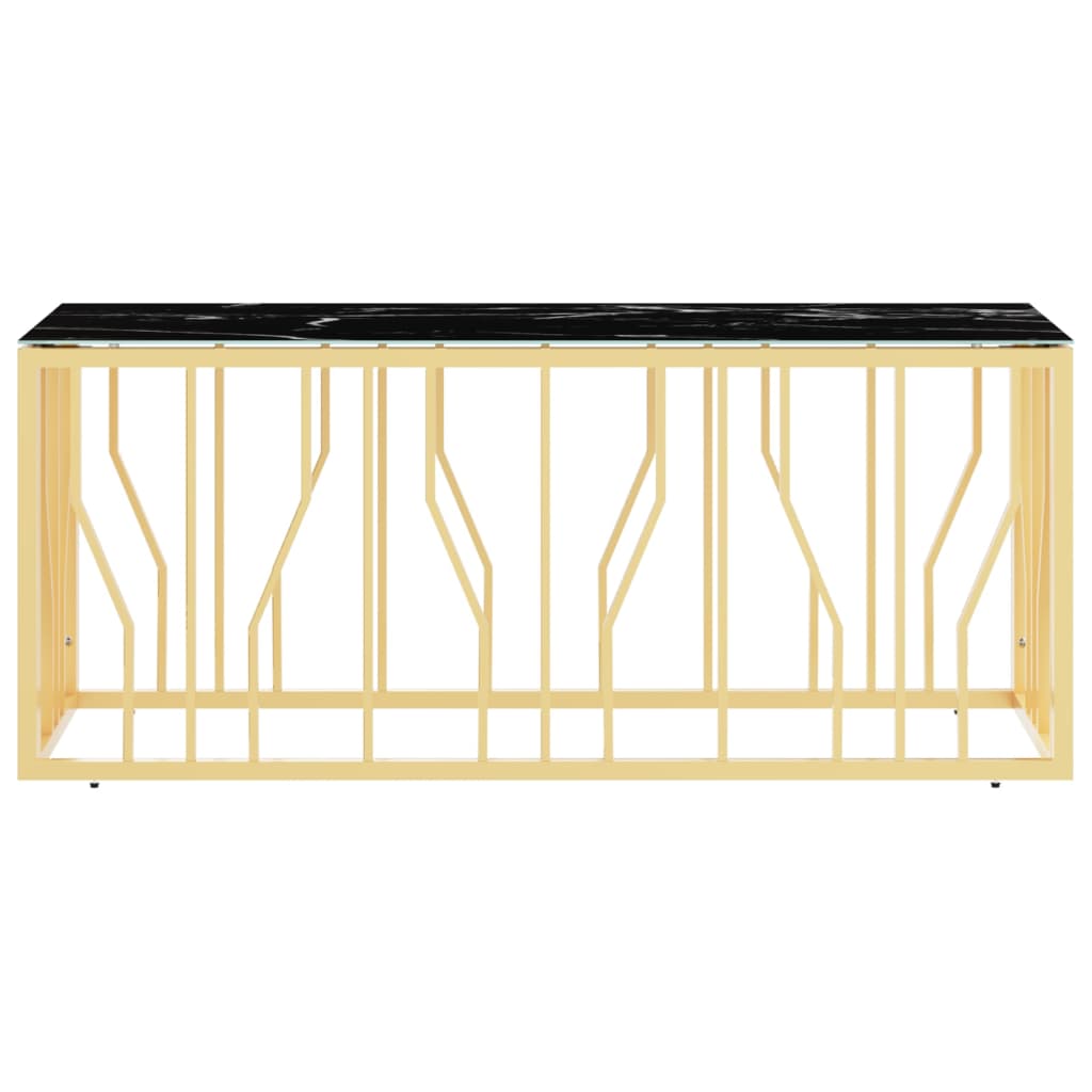 vidaXL Stolik kawowy, złoty, 110x45x45 cm, stal nierdzewna i szkło