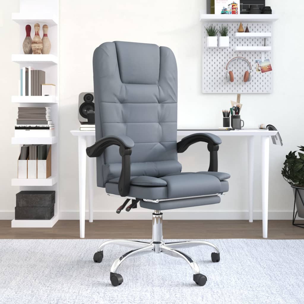 vidaXL Rozkładany fotel masujący, ciemnoszary, obity aksamitem