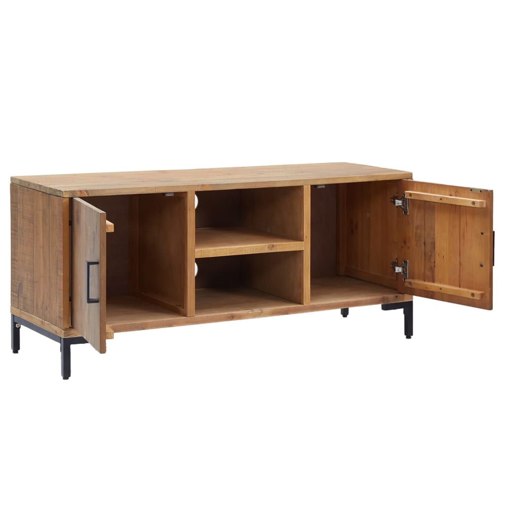 vidaXL Szafka pod telewizor, brązowa, 110x35x48 cm, drewno sosnowe