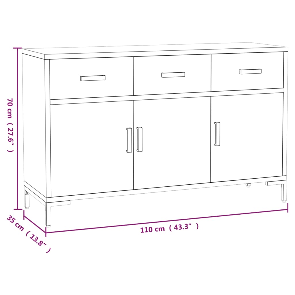 vidaXL Szafka, czarna, 110x35x70 cm, lite drewno sosnowe