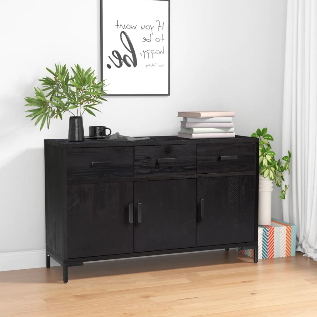 vidaXL Szafka, czarna, 110x35x70 cm, lite drewno sosnowe
