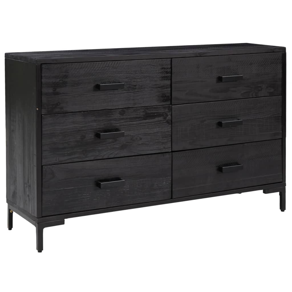 vidaXL Szafka, czarna, 110x35x70 cm, lite drewno sosnowe