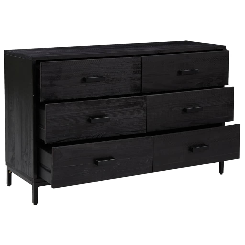 vidaXL Szafka, czarna, 110x35x70 cm, lite drewno sosnowe