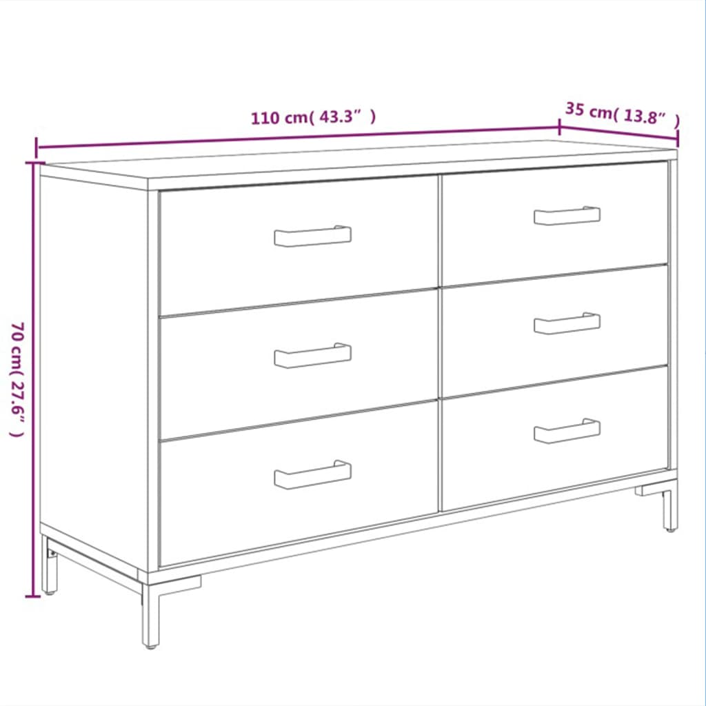 vidaXL Szafka, czarna, 110x35x70 cm, lite drewno sosnowe