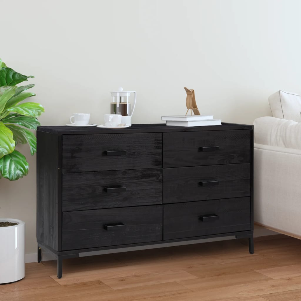 vidaXL Szafka, czarna, 110x35x70 cm, lite drewno sosnowe
