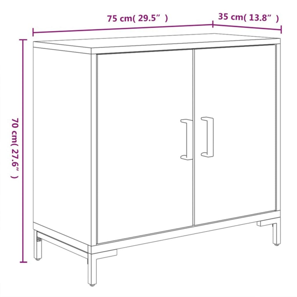 vidaXL Szafka, czarna, 75x35x70 cm, lite drewno sosnowe