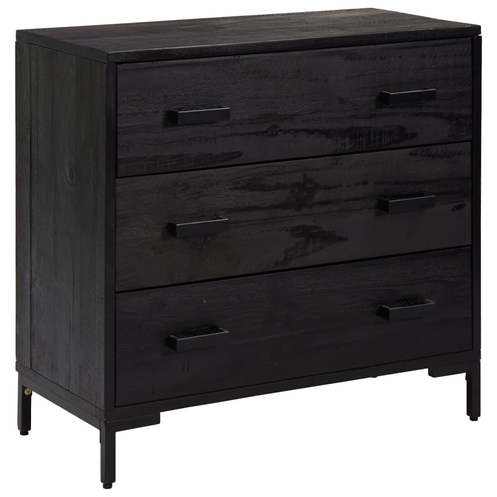 vidaXL Komoda, czarna, 75x35x70 cm, lite drewno sosnowe