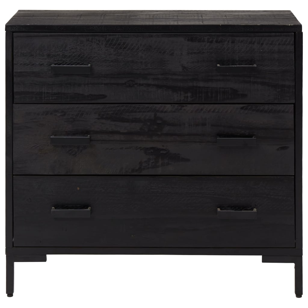 vidaXL Komoda, czarna, 75x35x70 cm, lite drewno sosnowe