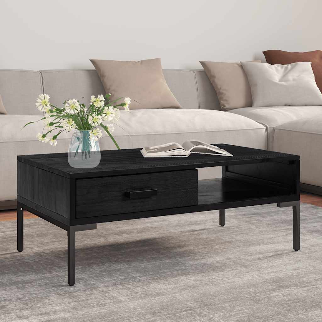 vidaXL Stolik kawowy, czarny, 90x50x35 cm, drewno sosnowe