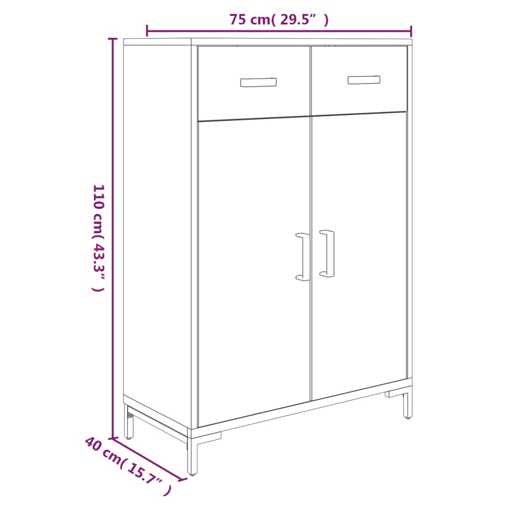 vidaXL Szafka na buty, 75x40x110 cm, lite drewno sosnowe