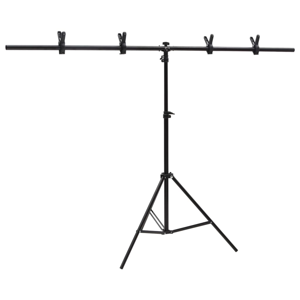 vidaXL Stojak na tło, T-kształtny, czarny, 151x60x(70-200) cm