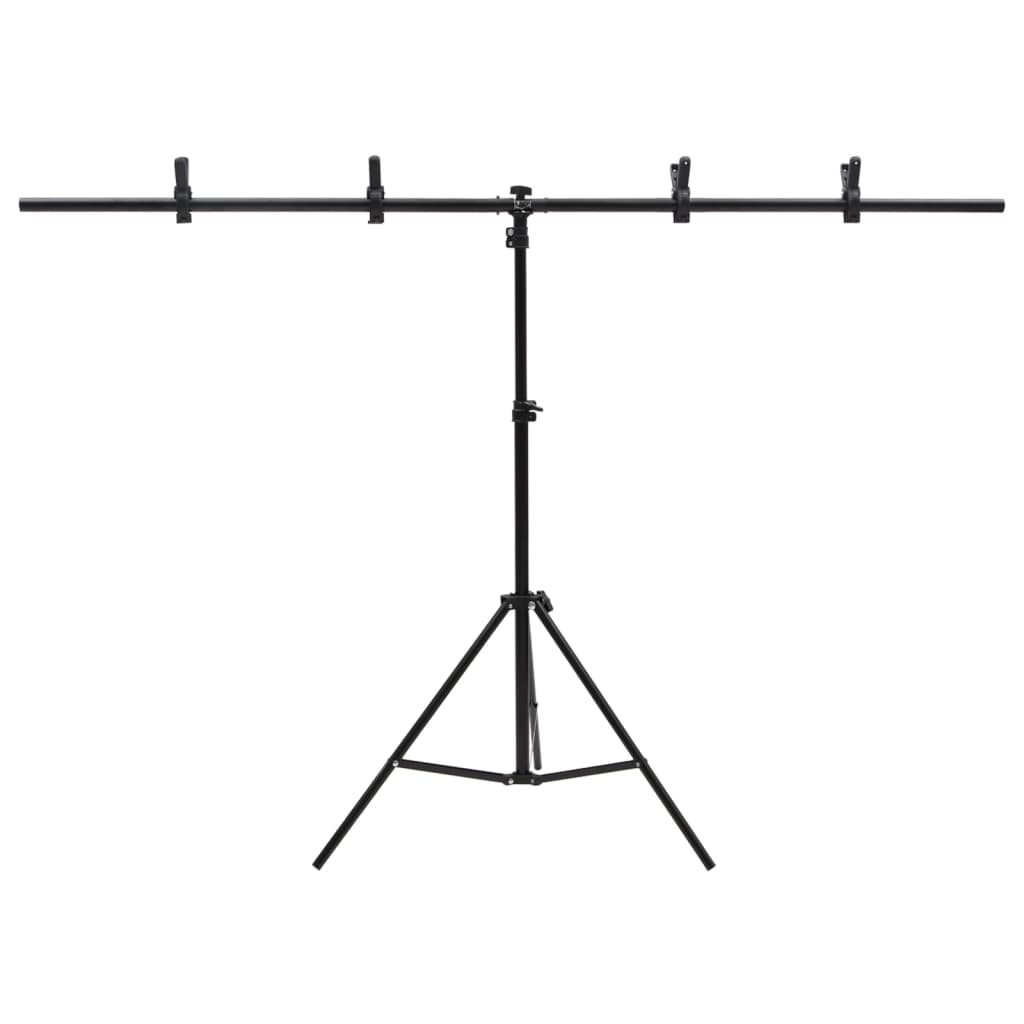 vidaXL Stojak na tło, T-kształtny, czarny, 151x60x(70-200) cm