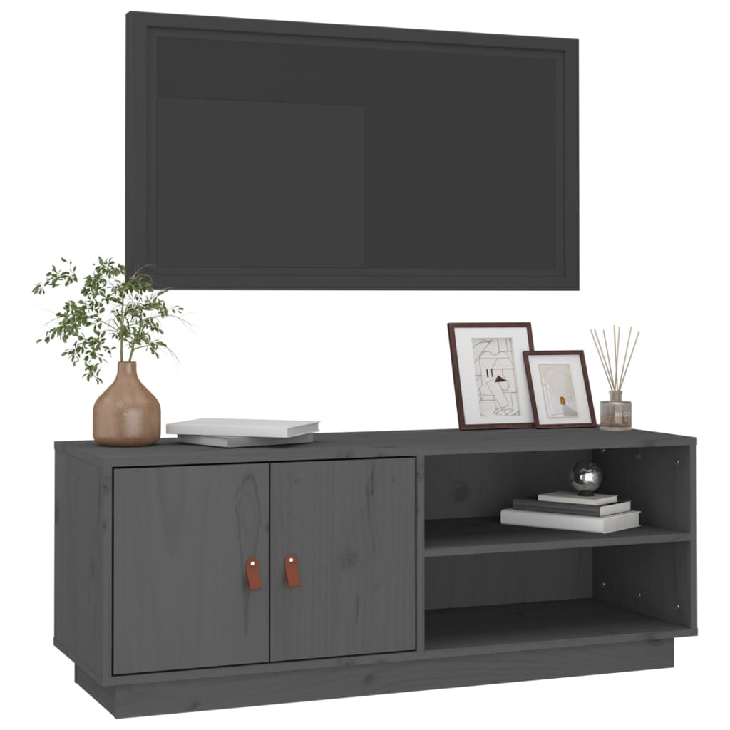 vidaXL Szafka pod TV, szara, 105x34x40 cm, lite drewno sosnowe