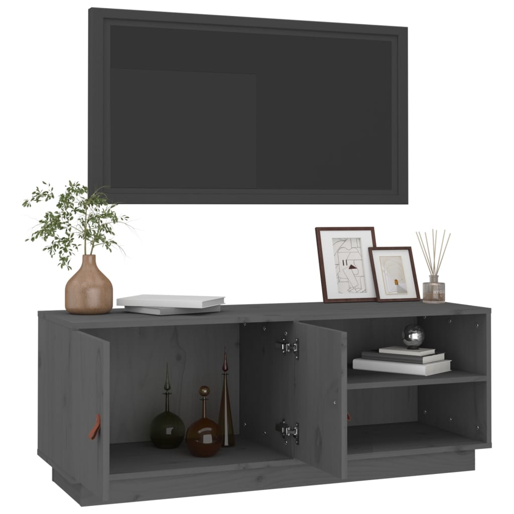 vidaXL Szafka pod TV, szara, 105x34x40 cm, lite drewno sosnowe