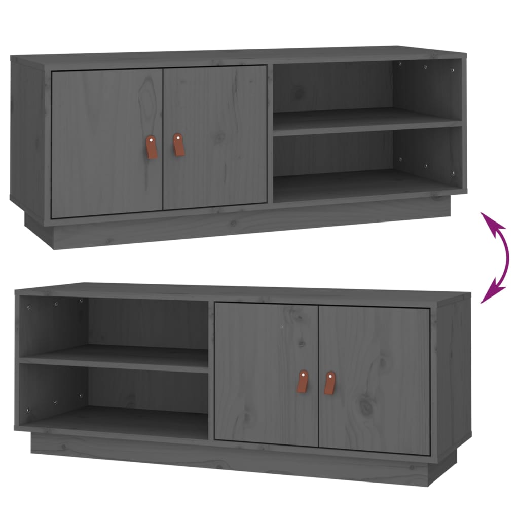 vidaXL Szafka pod TV, szara, 105x34x40 cm, lite drewno sosnowe