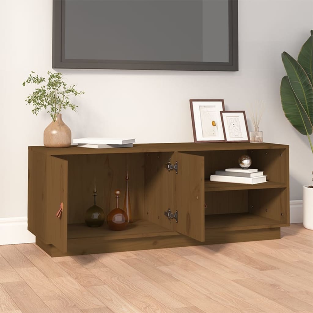 vidaXL Szafka pod TV, miodowy brąz, 105x34x40 cm, lite drewno sosnowe