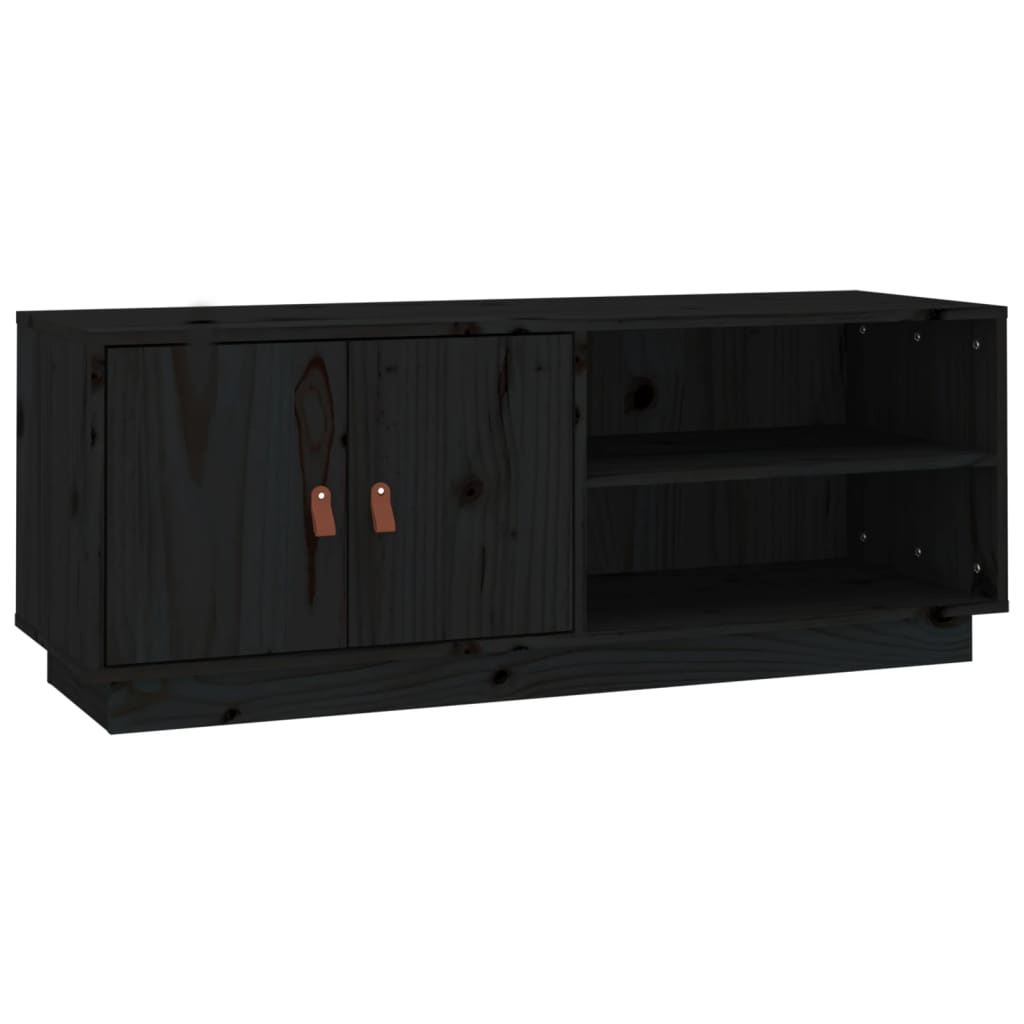 vidaXL Szafka pod TV, czarna, 105x34x40 cm, lite drewno sosnowe