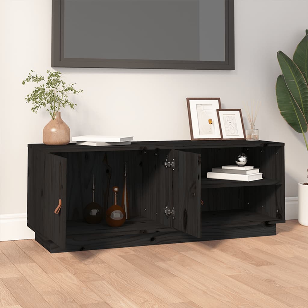 vidaXL Szafka pod TV, czarna, 105x34x40 cm, lite drewno sosnowe
