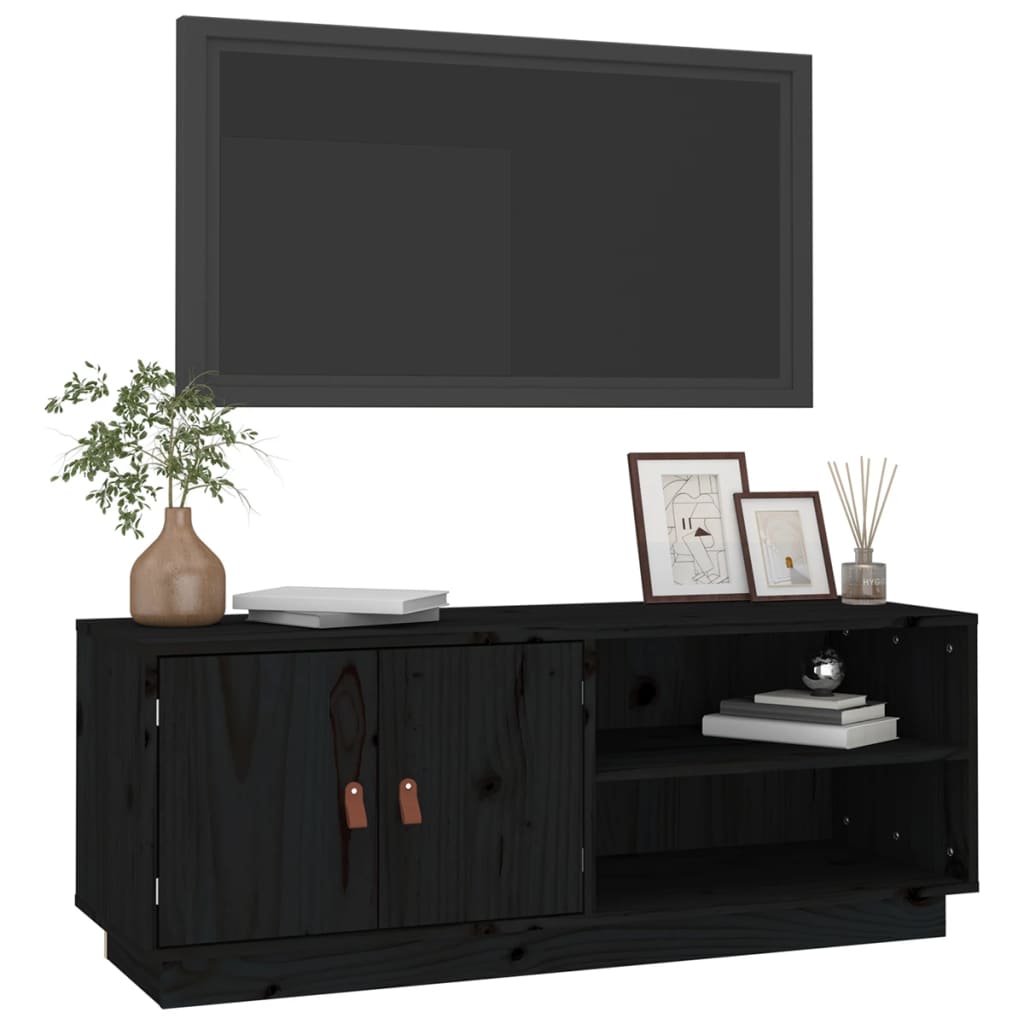 vidaXL Szafka pod TV, czarna, 105x34x40 cm, lite drewno sosnowe