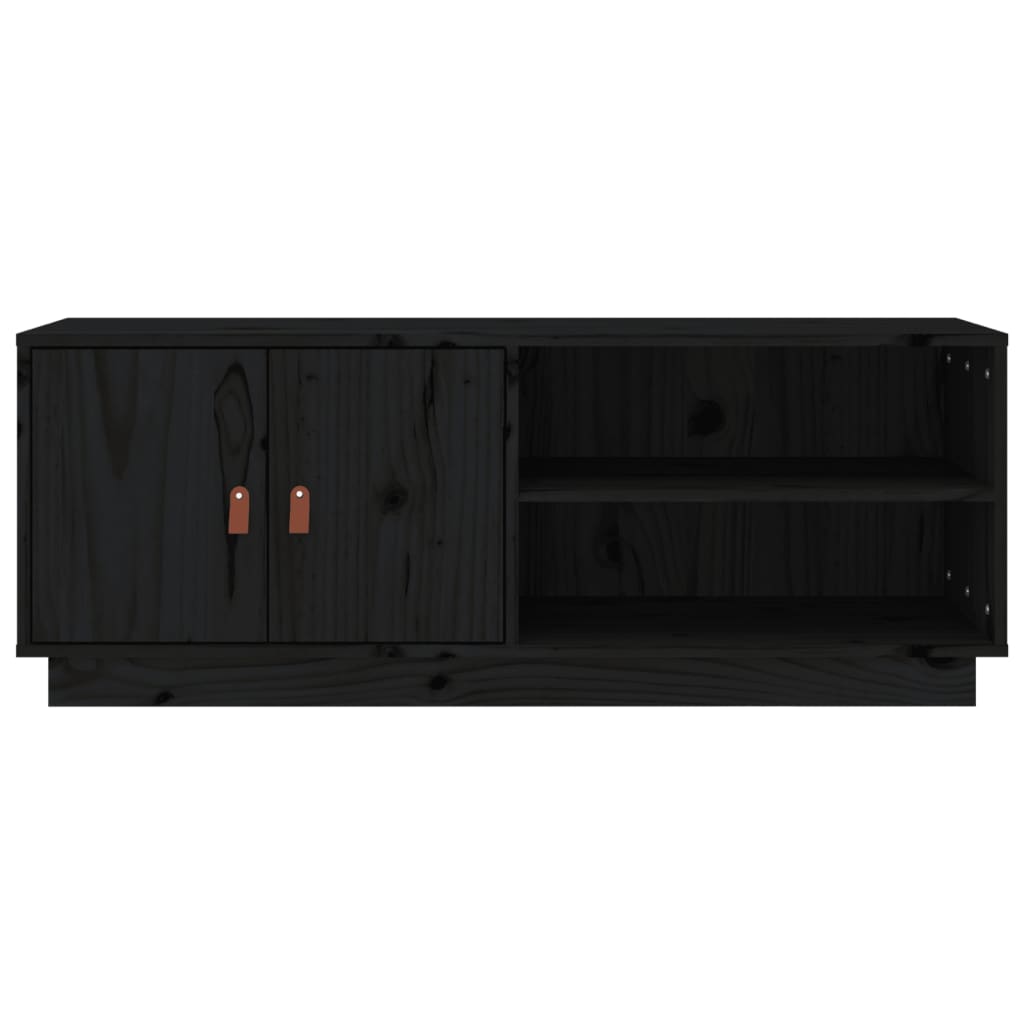 vidaXL Szafka pod TV, czarna, 105x34x40 cm, lite drewno sosnowe