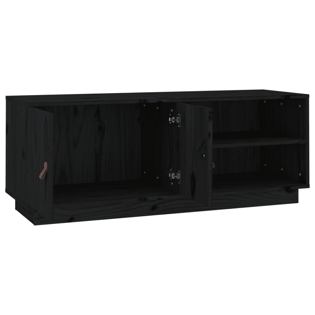 vidaXL Szafka pod TV, czarna, 105x34x40 cm, lite drewno sosnowe