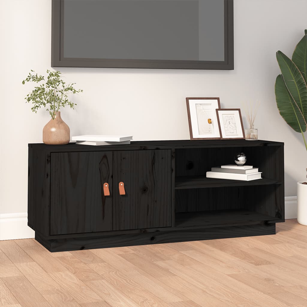 vidaXL Szafka pod TV, czarna, 105x34x40 cm, lite drewno sosnowe