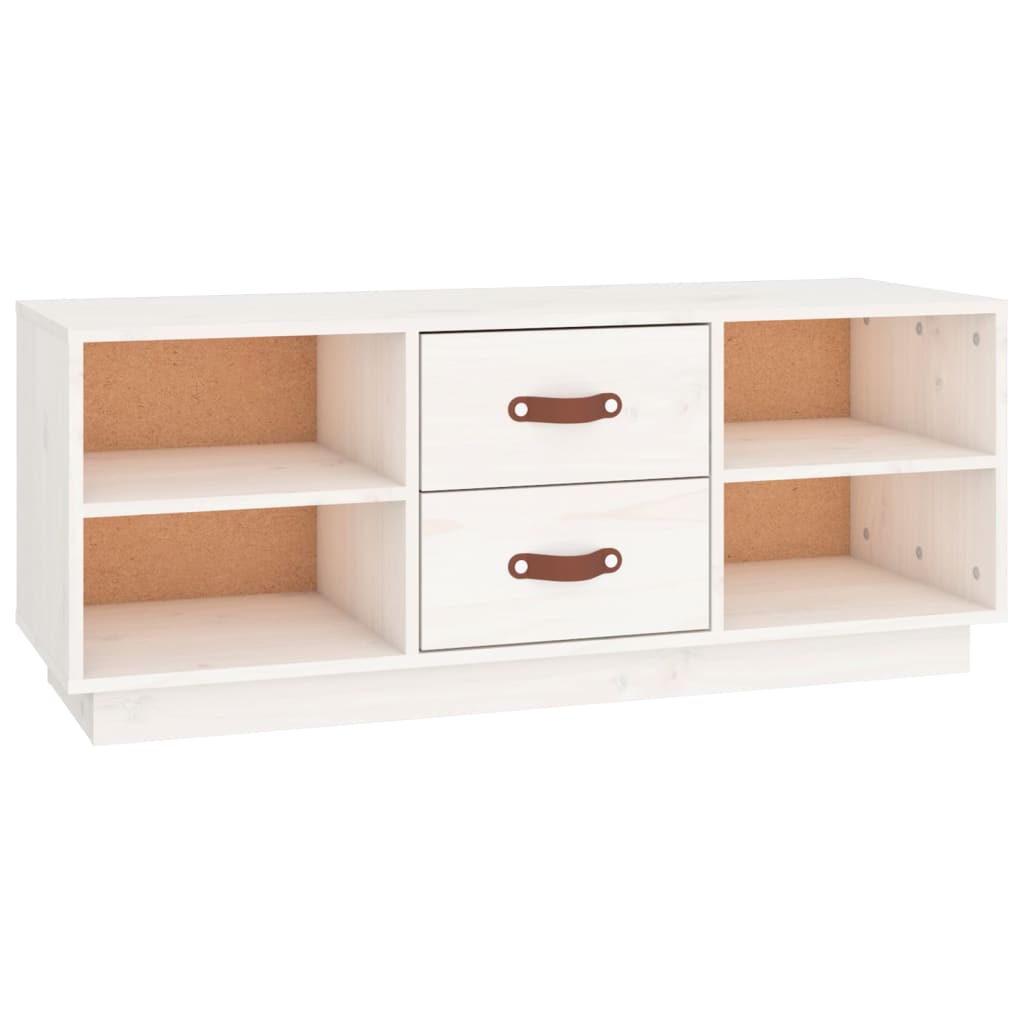 vidaXL Szafka pod TV, biała, 100x34x40 cm, lite drewno sosnowe