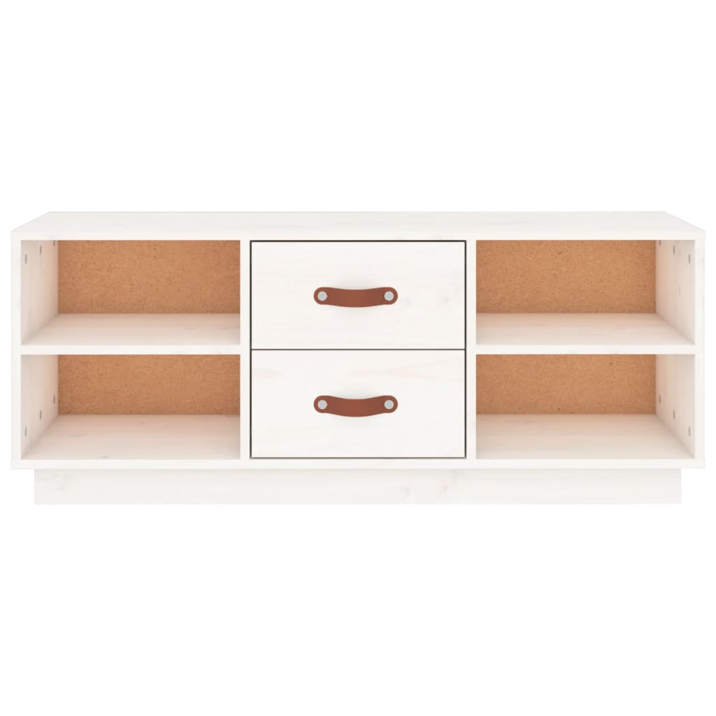 vidaXL Szafka pod TV, biała, 100x34x40 cm, lite drewno sosnowe
