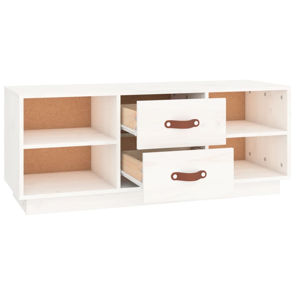 vidaXL Szafka pod TV, biała, 100x34x40 cm, lite drewno sosnowe