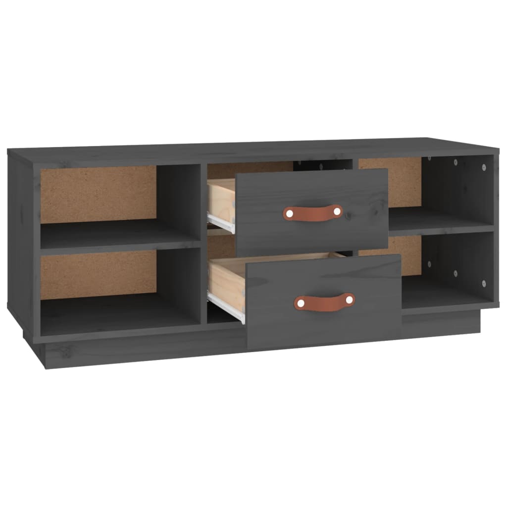 vidaXL Szafka pod TV, szara, 100x34x40 cm, lite drewno sosnowe
