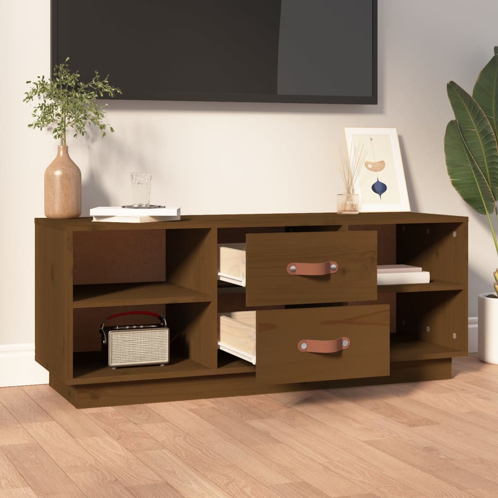 vidaXL Szafka pod TV, miodowy brąz, 100x34x40 cm, lite drewno sosnowe