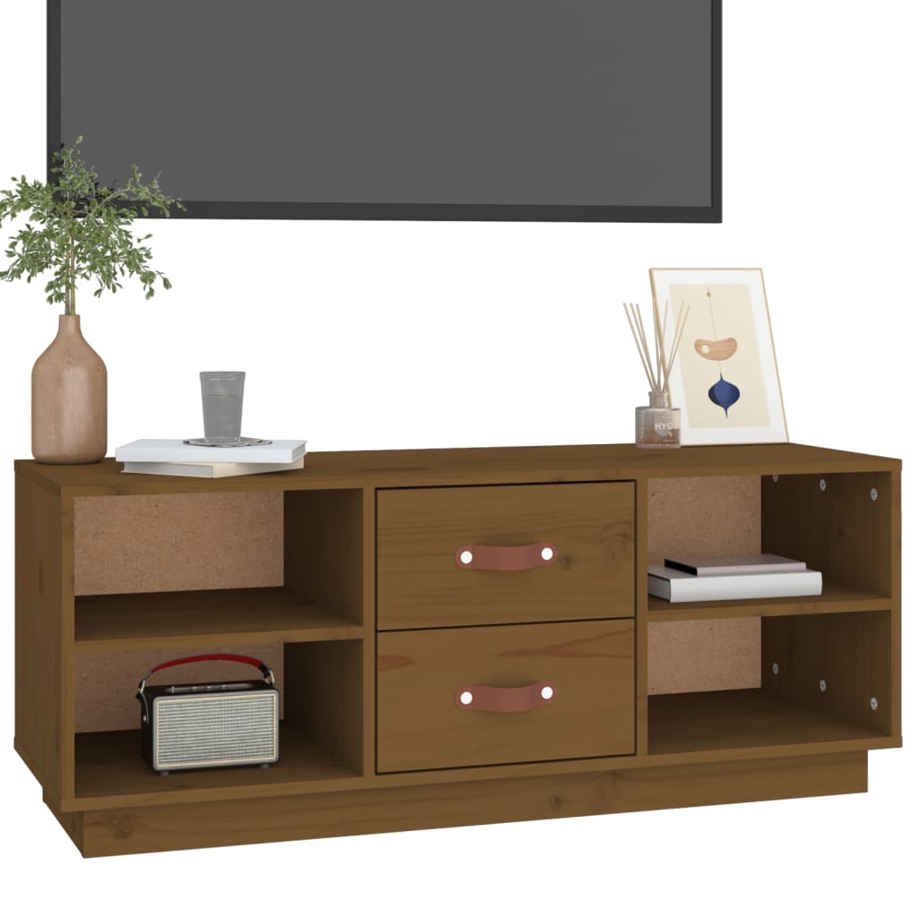 vidaXL Szafka pod TV, miodowy brąz, 100x34x40 cm, lite drewno sosnowe