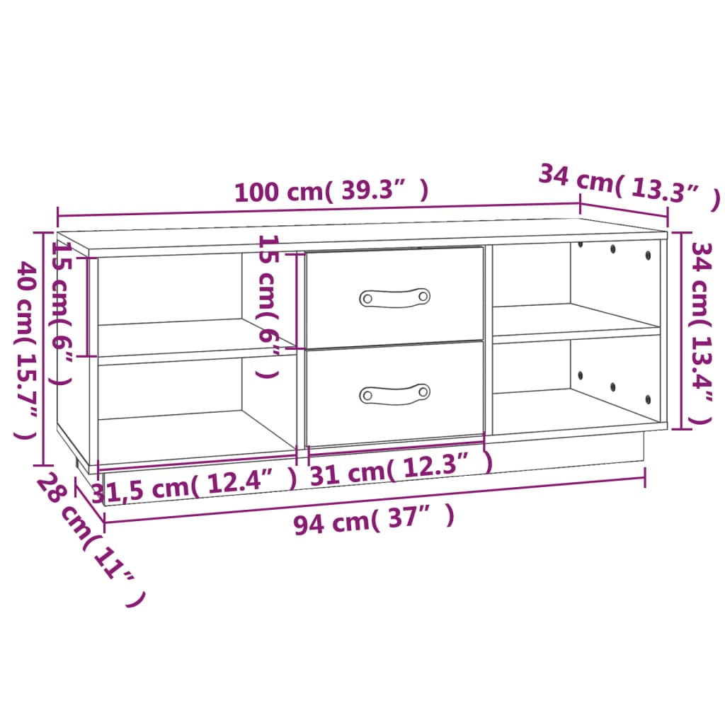 vidaXL Szafka pod TV, miodowy brąz, 100x34x40 cm, lite drewno sosnowe