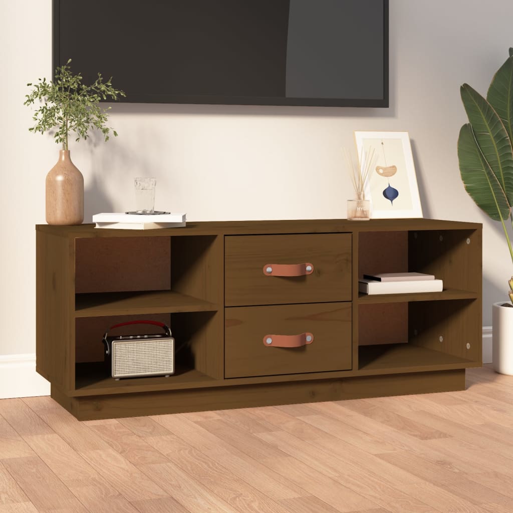 vidaXL Szafka pod TV, miodowy brąz, 100x34x40 cm, lite drewno sosnowe