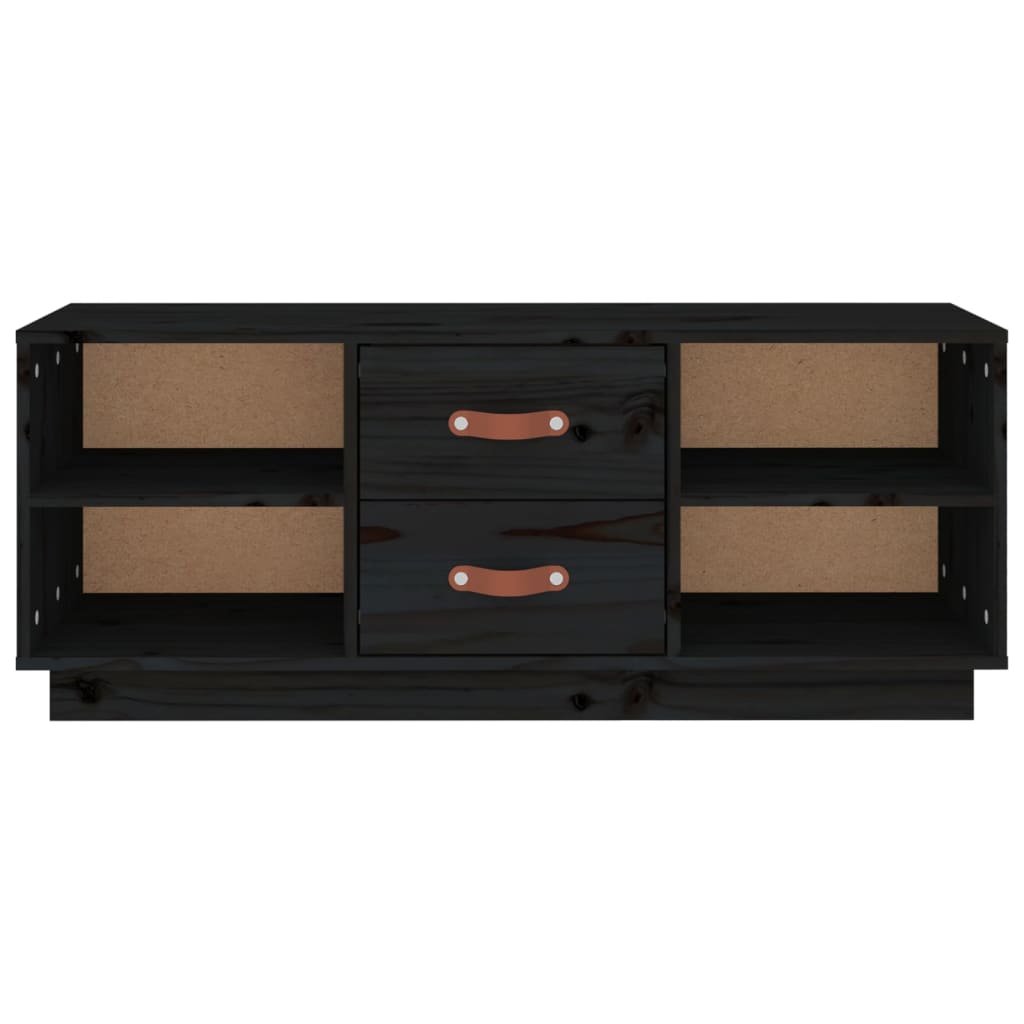 vidaXL Szafka pod TV, czarna, 100x34x40 cm, lite drewno sosnowe
