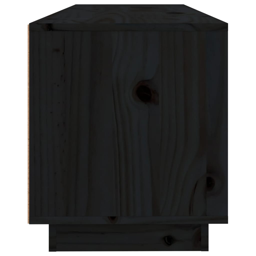 vidaXL Szafka pod TV, czarna, 100x34x40 cm, lite drewno sosnowe