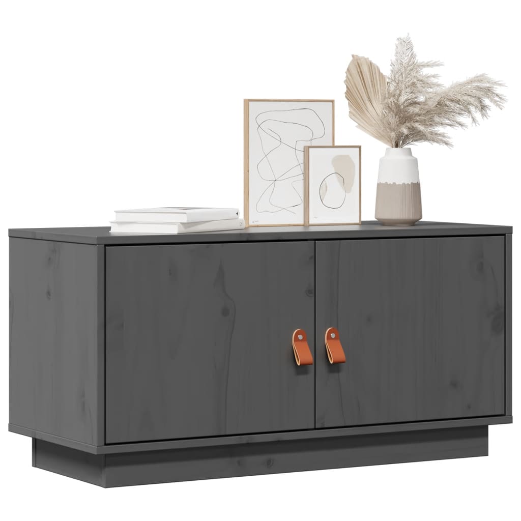 vidaXL Szafka pod TV, szara, 80x34x40 cm, lite drewno sosnowe
